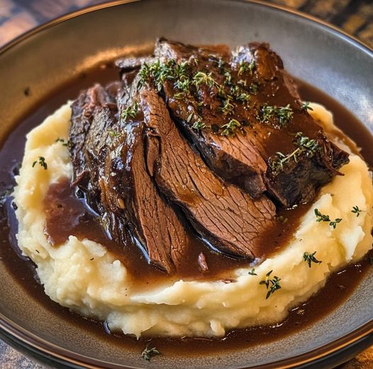 Pot Roast over Mashed Potatoes