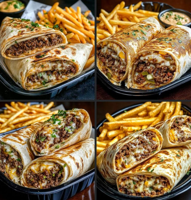 Cheesy Beef Burritos with Fries