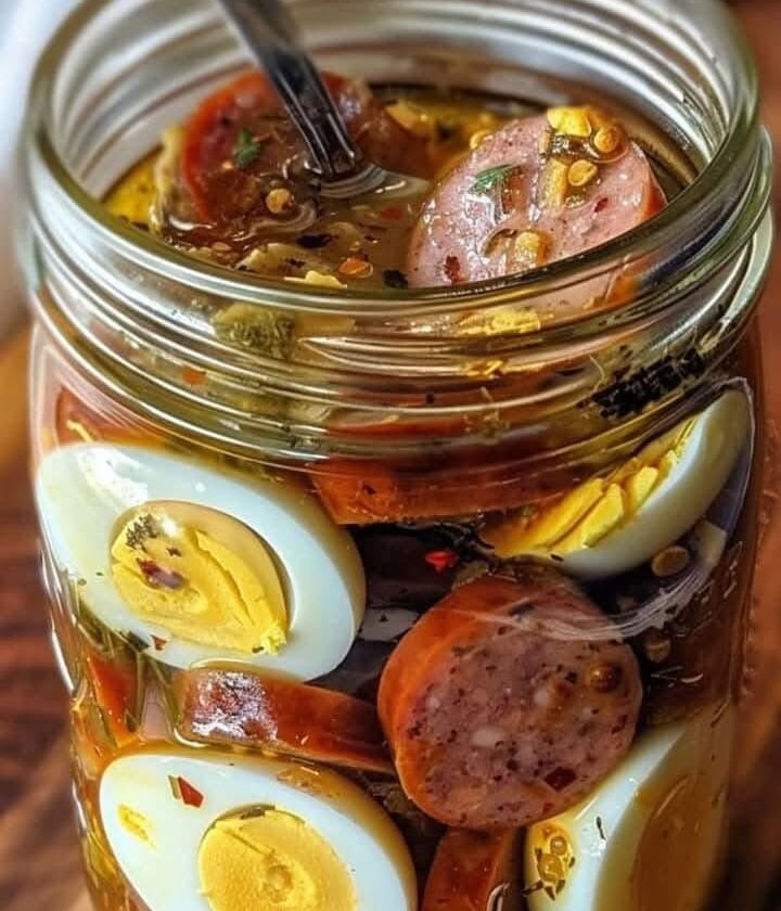 Pickled Eggs Sausage & Onions