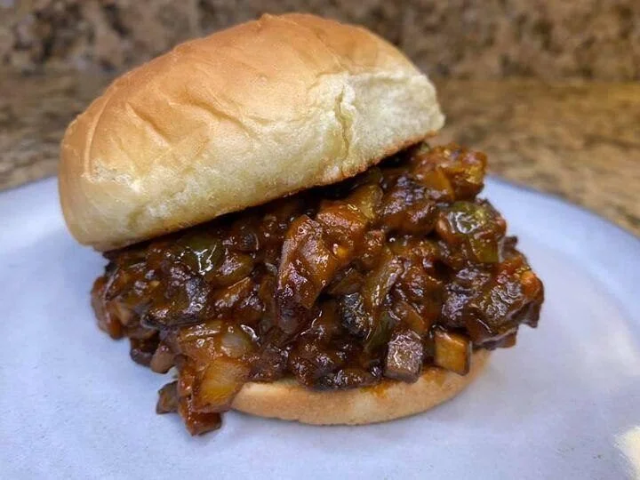 Homemade Portobello mushroom sloppy joe