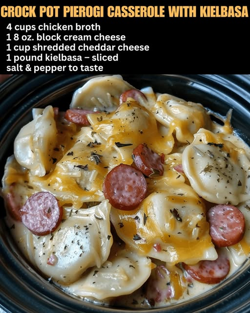 Crock pot Pierogi Casserole with Kielbasa Recipe