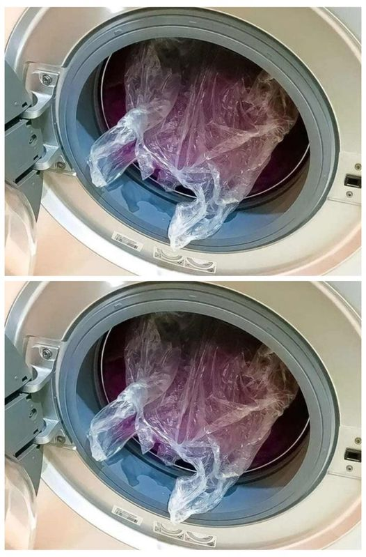 Put 1 plastic bag in the washing machine: what happens to the laundry 30 minutes later