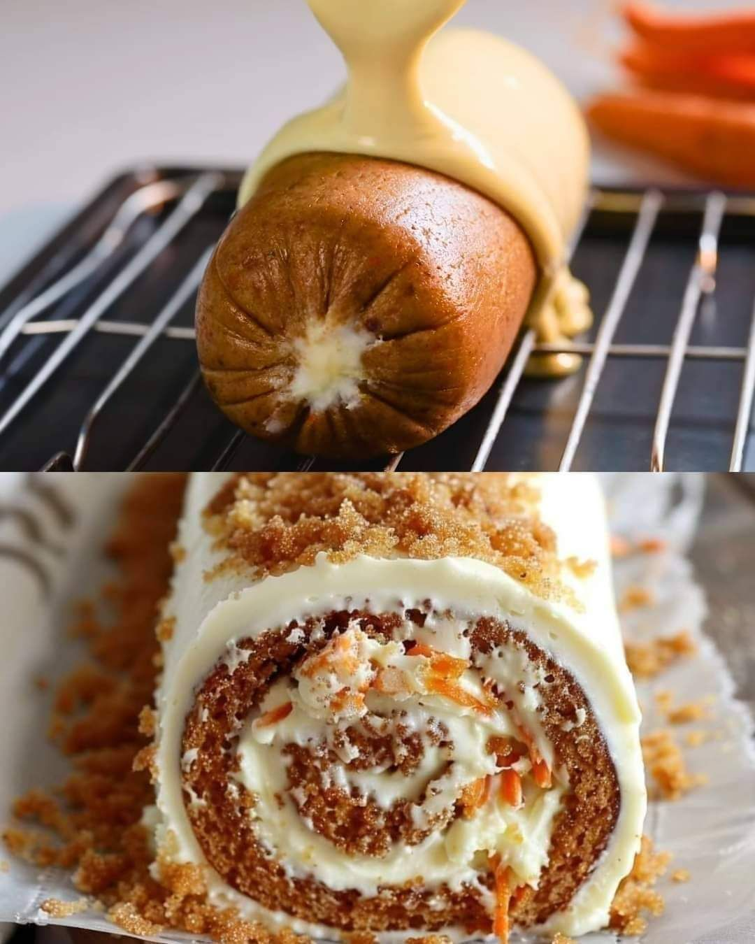 Carrot Cake Roll with Cream Cheese Filling